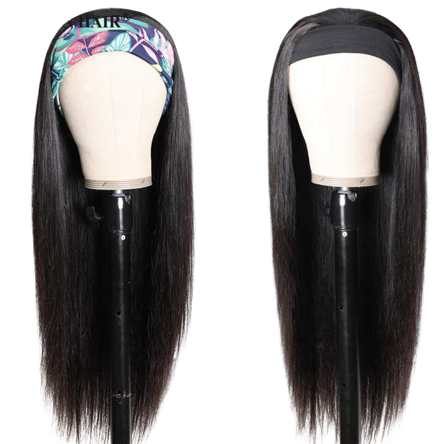 Brazilian Hair Straight Headband Wigs Glueless None Lace Machine Made Wig