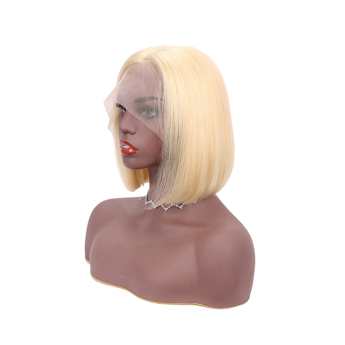 #613 Blonde Silky Straight Bob Wig T-Part Lace Human Hair Wig