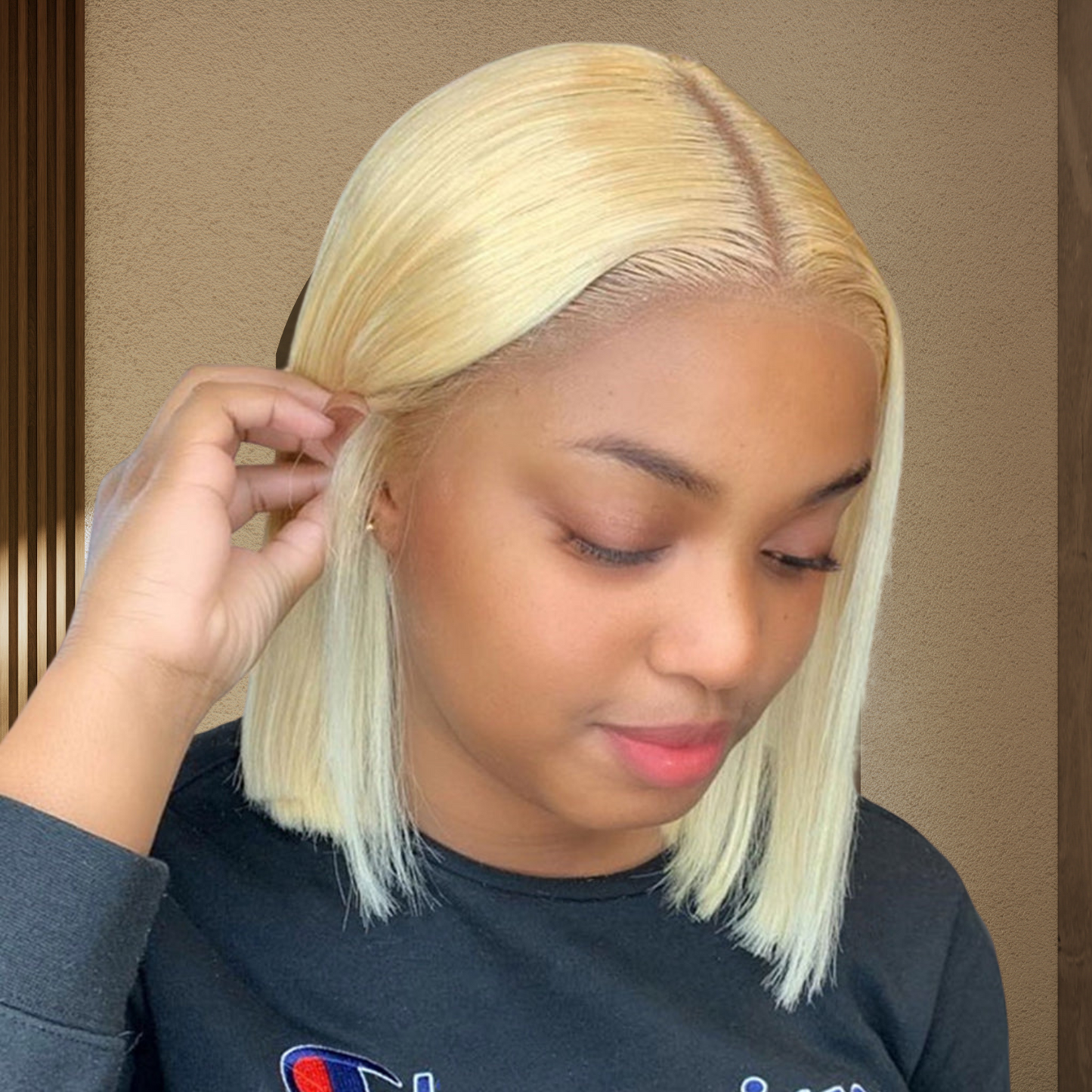 #613 Blonde Silky Straight Bob Wig T-Part Lace Human Hair Wig