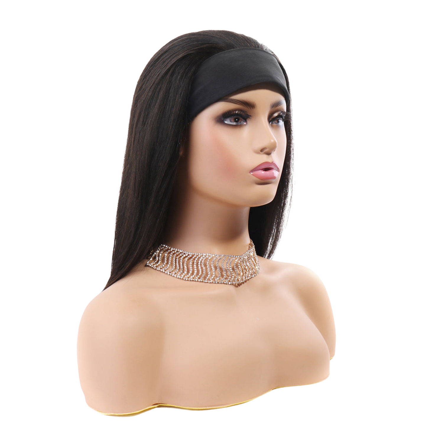 Brazilian Hair Straight Headband Wigs Glueless None Lace Machine Made Wig