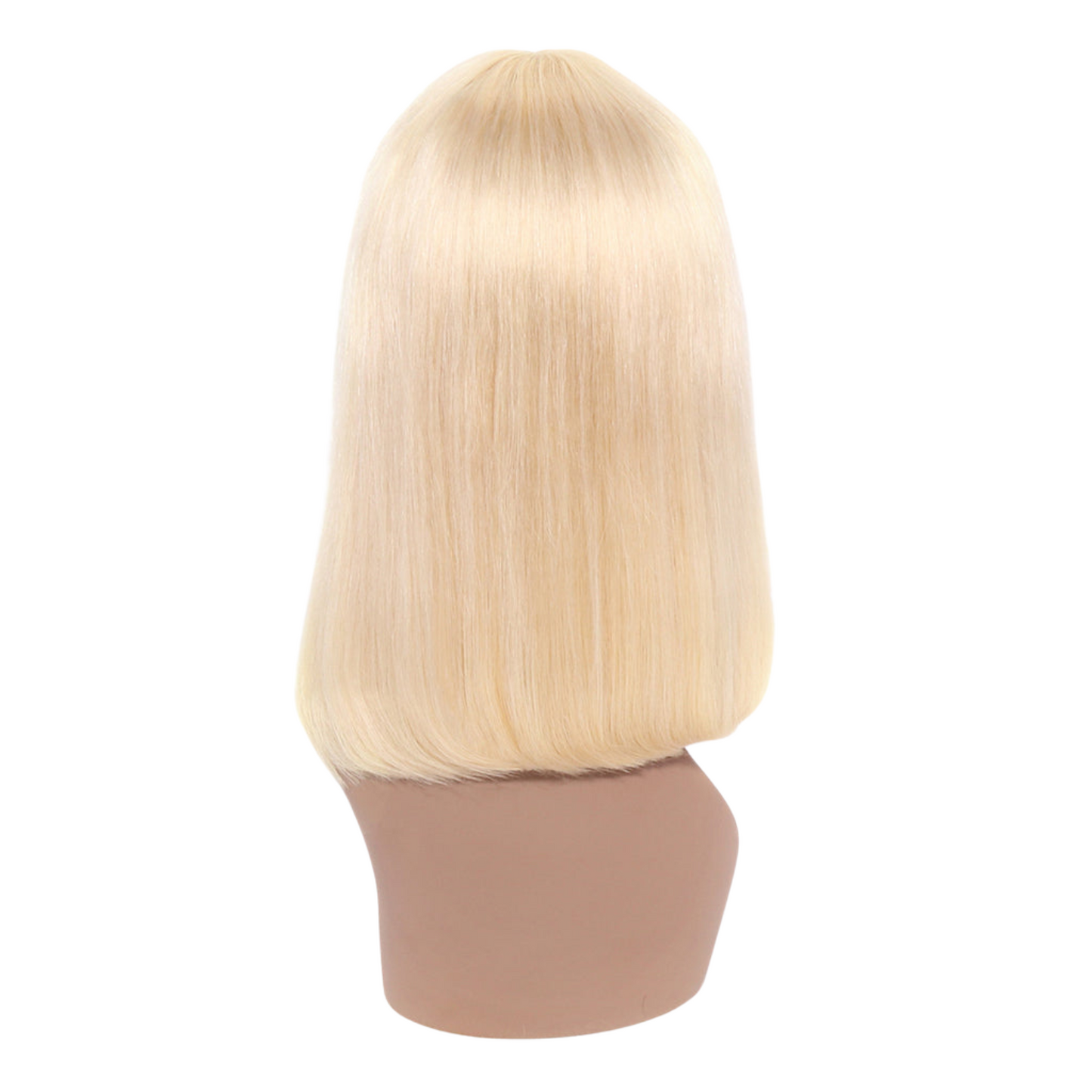 613 Bob Wig with Bangs Glueless 150% Density Brazilian Human Hair None Lace Machine Made Blonde Straight Wigs